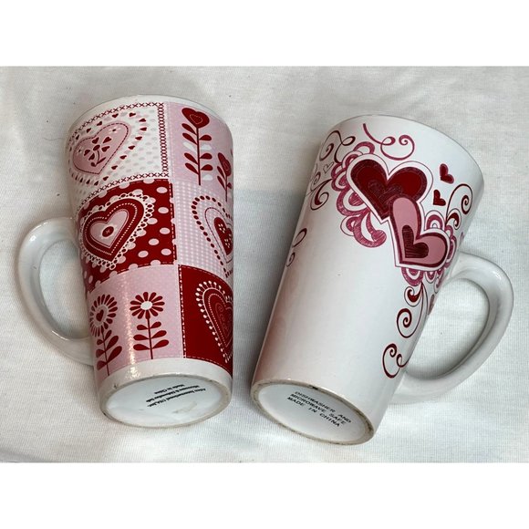 Full of Love Hearts His and Hers Ceramic Coffee Tea Cup with Handle Atico Two - Picture 1 of 7